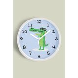 Sevimli Timsah Çocuk Odası Duvar Saati - 25cm - Önü Camlı Beyaz Kasa - Sessiz Mekanizma, JH1107S25BKP