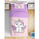Sevimli Unicorn 3D Dijital Baskılı Tek Kişilik Nevresim Takımı Kız Çocuk Nevresim Takımı (Lila - Pembe)