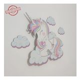 Sevimli Unicorn Çocuk Odası Ahşap Duvar Saati ELF-2312026