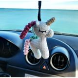 Sevimli Unicorn, El Yapımı Araba Dikiz Aynası Süsü, Oto Hediyesi - Çok Renkli