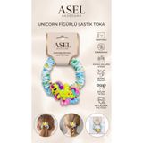 Sevimli Unicorn Figürlü Büzgülü Kumaş Lastik Kız Çocuk Toka asel 209a