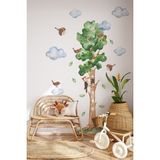 Sevimli Unicorn ve Rengarenk Figürler Temalı Boy Ölçer Boy Cetveli Sticker Seti Çocuk Çiçekli Yıldız - 60 x 100 cm - Kahverengi