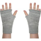 Sevimli Unisex Çocuk Parmaksız Kışlık Örme Triko Eldiven - Gri - 9 - 15 Yaş