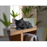 Sevimli Uyuyan Low-Poly Yavru Kedi Heykeli – Destek Gerektirmez, Modern Geometrik Dekoratif Figür - Cute Sleeping Low Poly Kitten (Support free)