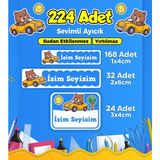 Sevimli Yarışçı Temalı Okul Kreş Kişiye Özel Isim Etiket Seti - Model 271