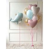 Sevimli Yeşil Balina Konsept Balina Balon Set Balina Balon Whale Balloon Doğum Günü Balon Buketi - Çok Renkli