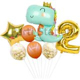 Sevimli Yeşil Dinozor Konsept 2 Yaş Balon Set Jurassic Dinozor Tema Doğum Günü Folyo Balon Set
