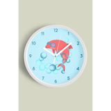 Sevimli Yunus Modern Çocuk Odası Duvar Saati - 25cm - Önü Camlı Beyaz Kasa - Sessiz Mekanizma, JH0568S25BKP