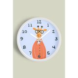 Sevimli Zürafa Çizimli Çocuk Odası Duvar Saati - 30cm - Önü Camlı Beyaz Kasa - Sessiz Mekanizma, JH0986S30BKP