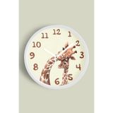 Sevimli Zürafa Temalı Çocuk Odası Modern Duvar Saati - 30cm - Önü Camlı Beyaz Kasa, JH0026S30BKP