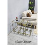 SEVİNÇ KONSEPT 3 lü Vera Gold Şeffaf Camlı, Çok Amaçlı Metal Zigon Yan Sehpa