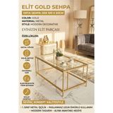 SEVİNÇ KONSEPT Elit GOLD Orta Sehpa Şeffaf Camlı 54 x 94 CM, Yükseklik 50 cm Modern Dekoratif