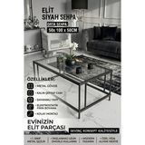 Sevinç Konsept Elit Siyah Orta Sehpa Şeffaf Camlı 54 x 94 Cm, Yükseklik 50 cm Modern Dekoratif