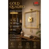 SEVİNÇ KONSEPT Gold Quadro Kare Şeffaf Luxe 45 x 65 cm, Modern Dekoratif Sarkaçlı Metal Duvar Saati