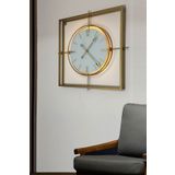 SEVİNÇ KONSEPT Gold Square Kristal Xlarge Büyük Boy (60 X 60 CM) Modern Dekoratif Ev Ofis Salon Metal Duvar Saati
