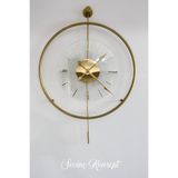 SEVİNÇ KONSEPT GOLD Tiktok Luxe Şeffaf Nano ABS Göbek (Büyük Boy 51 X 74 CM) Modern Dekoratif Metal Duvar Saati