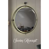 SEVİNÇ KONSEPT İSTANBUL Ayna SİYAH Kablosuz Led'li, 50*60 cm, 60*70 cm, 75*85 cm Metal Dekoratif Duvar Makyaj Dresuar Aynası