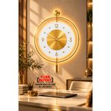 SEVİNÇ KONSEPT Led'li Gold Dore Tiktok Kristal (BÜYÜK BOY 50 X 75 CM) Nano Abs Kırılmaz Göbek, Sarkaçlı Metal Duvar Saati