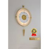 SEVİNÇ KONSEPT Led'li Gold Pendulum Lotus La Clock Kristal (Büyük Boy 50 X 90 Cm), Dekoratif Metal Duvar Saati