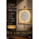 SEVİNÇ KONSEPT Led'li Gold Quadro Yuvarlak Kristal Orta Boy, Modern Dekoratif Sarkaçlı Metal Duvar Saati