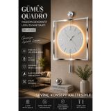 SEVİNÇ KONSEPT Led'li KROM Rengi Quadro Yuvarlak Kristal 45 x 65 cm, Modern Dekoratif Sarkaçlı Metal Duvar Saati