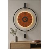 SEVİNÇ KONSEPT Led'li SİYAH Ceviz İNCİ 24 (Büyük Boy 50 X 75 Cm), Modern Dekoratif Sarkaçlı Metal Duvar Saati