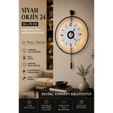 SEVİNÇ KONSEPT Led'li SİYAH Orjin 24 (Büyük Boy 50x75 cm), Modern Dekoratif Sarkaçlı Metal Duvar Saati