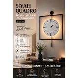 SEVİNÇ KONSEPT Led'li Siyah Quadro Yuvarlak Kristal Orta Boy, Modern Dekoratif Sarkaçlı Metal Duvar Saati