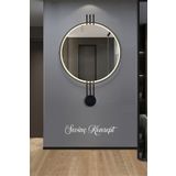 SEVİNÇ KONSEPT Mobilya LED li AMEDİ Dresuar Ayna SİYAH 60 cm Dekoratif Duvar Salon Makyaj Dresuar Aynası
