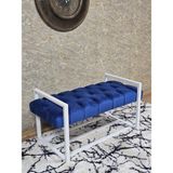 Sevinç Mobilya Beyaz Boyalı Metal 80 cm Puf Bench - Antre Puf - Hol Bench - Puf - Oturak - Bench - Renkli