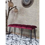 Sevinç Mobilya Metal Siyah Tel Ayaklı 100 cm Puf Bench - Puf - Bench - Oturak - Mutfak Oturağı - Antre Oturağı - Bordo