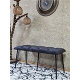 Sevinç Mobilya Metal Siyah Tel Ayaklı 100 cm Puf Bench - Puf - Bench - Oturak - Mutfak Oturağı - Antre Oturağı - Füme