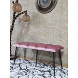Sevinç Mobilya Metal Siyah Tel Ayaklı 100 cm Puf Bench - Puf - Bench - Oturak - Mutfak Oturağı - Antre Oturağı - Pembe