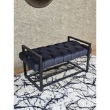 Sevinç Mobilya Siyah Boyalı Metal 80 cm Puf Bench - Antre Puf - Hol Bench - Puf - Oturak - Bench - Renkli