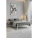 Sevinse Home Çift Kişilik Ferforje Metal Karyola Beyaz
