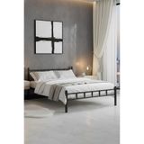 Sevinse Home Çift Kişilik Ferforje Metal Karyola Siyah