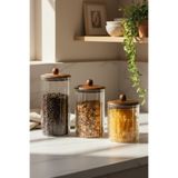 Sevinse Home GAİA 3'lü Akasya Kapaklı Üçlü Kavanoz Seti, Baharatlık, Şekerlik (1550 - 1150 - 750 mL)