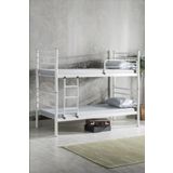Sevinse Home Ranza, İki Katlı Ranza, Metal Ranza, Ayrılabilir Ferforje Metal Ranza, 90x190 CM Beyaz