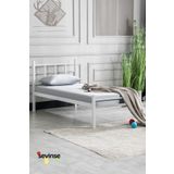 Sevinse Home Tek Kişilik Ferforje Metal Karyola Beyaz