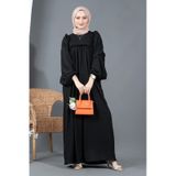 Sevitli Fırfırlı Robalı Bürümcük Elbise-siyah-1562-beyaz Beyaz