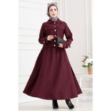 Sevitli Kolu Apoletli İkili Tesettür Takım-BORDO