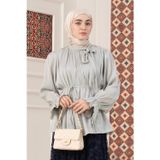 Sevitli Kolu Volanlı Janjan Abiye Bluz-MİNT YEŞİLİ