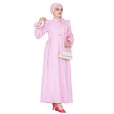 Sevitli Pötükare Fırfır Detaylı Eda Elbise-Pembe