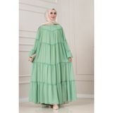 Sevitli Robalı Manolya Şifon Elbise-Mint Yeşili - 38 - 40