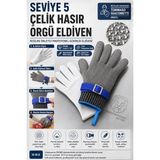 Seviye 5 Çelik Hasır Örgü Kasap Eldiveni - Paslanmaz Çelik Kesilme Önleyici Mutfak ve Et Kesim - Genel - Çok Renkli - Standart