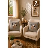 SEVMİŞ HOME 2 Adet Punch Kırlent Kılıfı 43x43 cm – Dekoratif Nakışlı Kırlent Seti