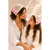 SEVMİŞ HOME 2li Anne & Kız Örgü Bandana Kombini – Çiçek Motifli Saç Bandanası (Çocuk 4-12 Yaş)