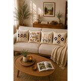 SEVMİŞ HOME 4’lü Punch Kırlent Kılıfı Seti 43x43 cm – Keten Kumaş Dekoratif Koltuk Kırlenti