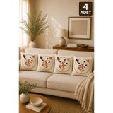SEVMİŞ HOME 4’lü Punch Kırlent Kılıfı Seti – Aynı Renk ve Desen – Dekoratif Keten Kırlent 43x43 cm