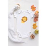 Sevmli Aslan Baskılı Beyaz Bebek Body%100 Pamuklu Organik Baskılı Çıtçıtlı Bebek Badi Zıbın 6552-LMN, 3 Yaş